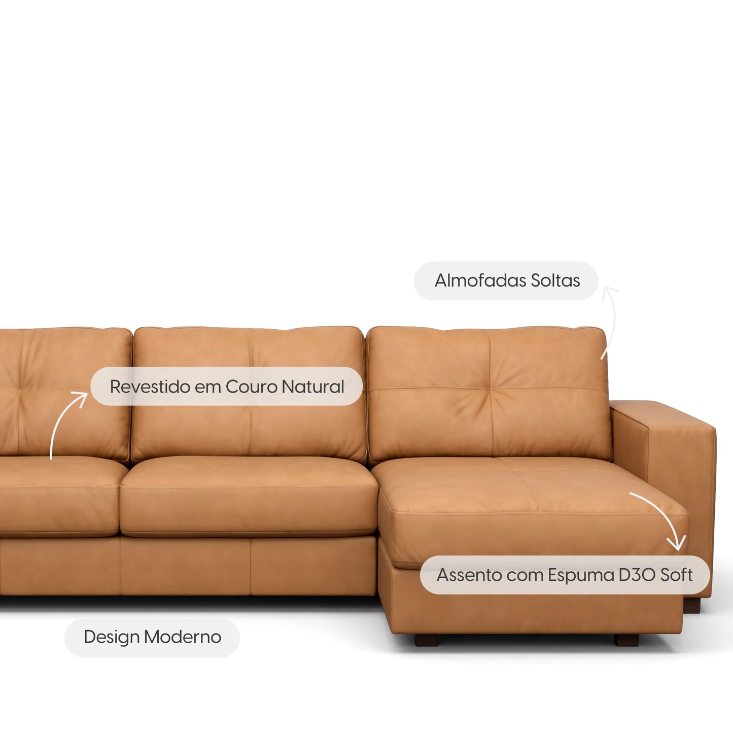 Sofá 5 Lugares com Chaise Lado Direito Avalon 296 cm