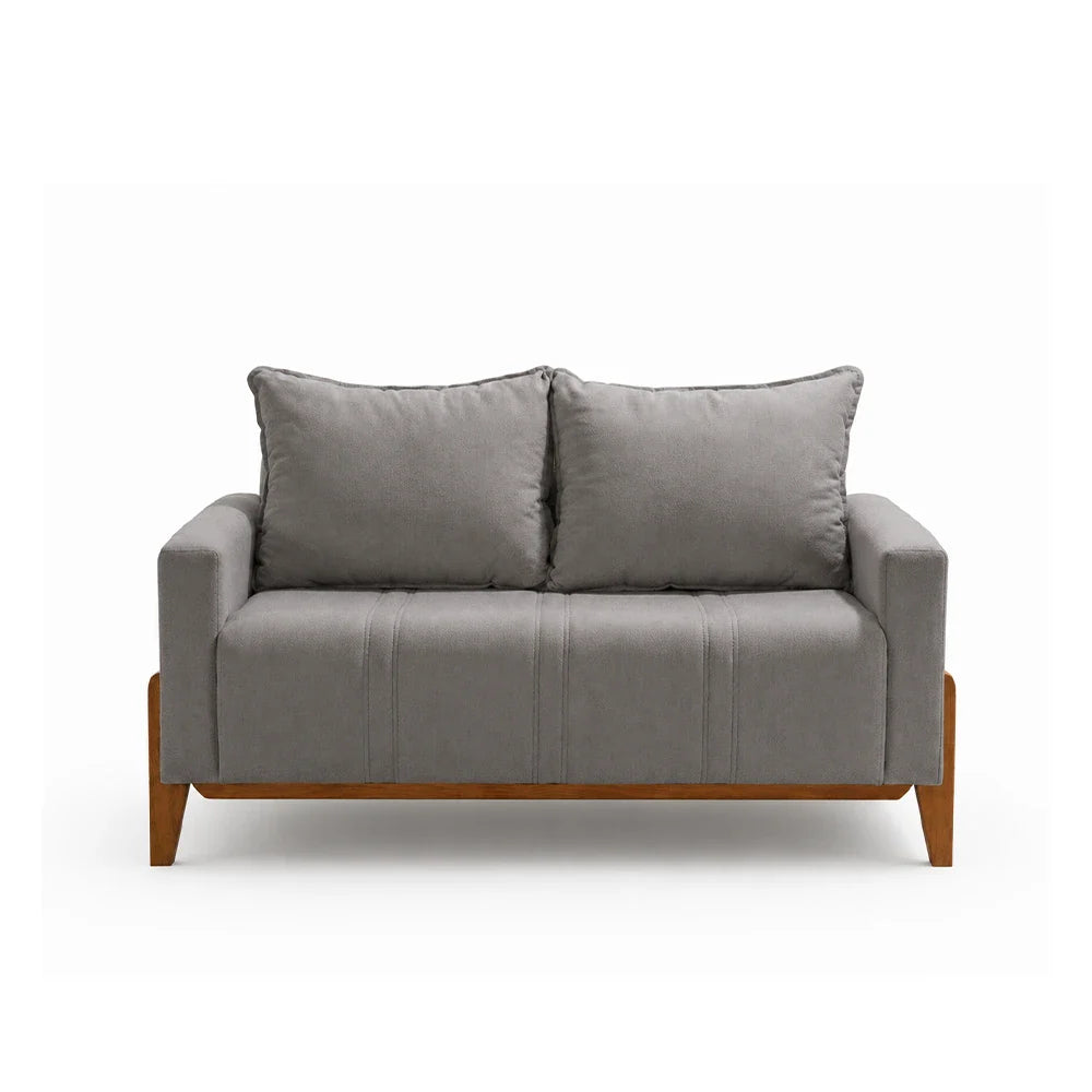Sofá 2 Lugares Elio 148 cm - Linho Cinza c/ Mel