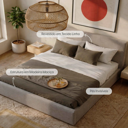 Cama Estofada King com Cabeceira Alicia