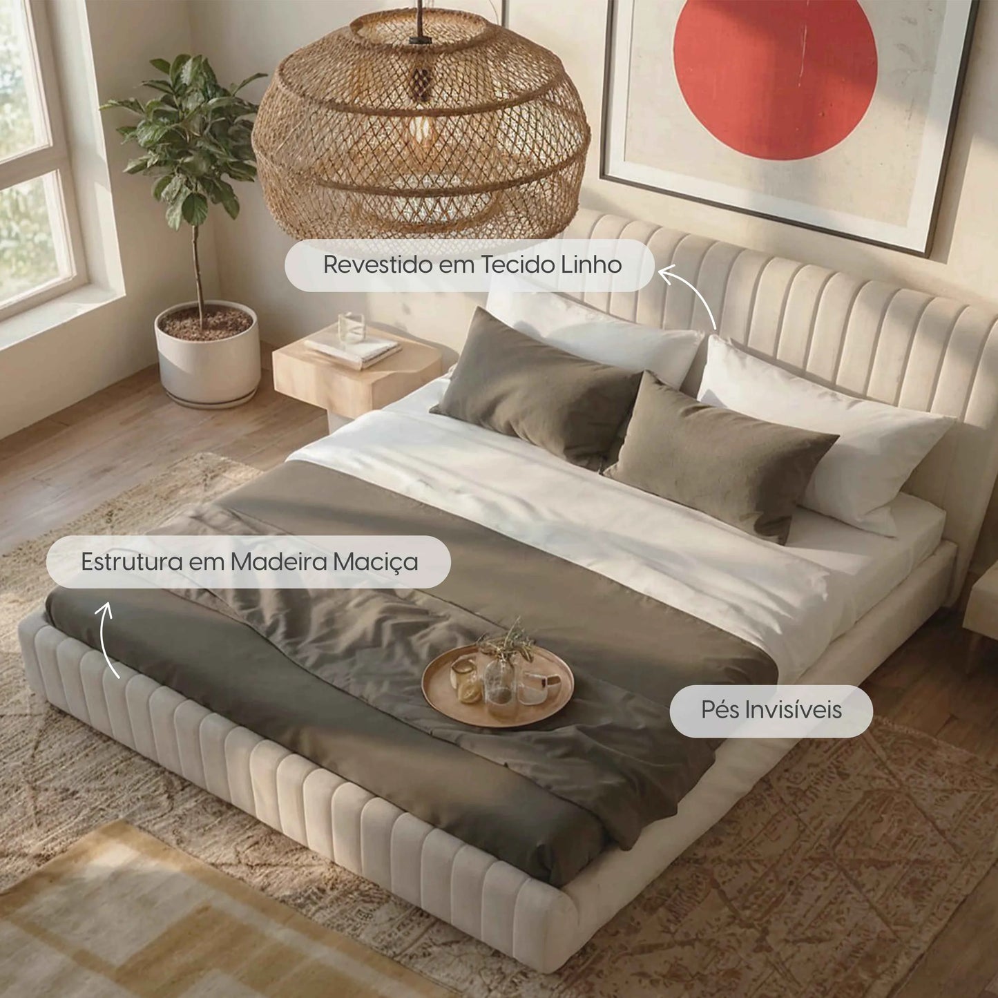 Cama Estofada King com Cabeceira Louise