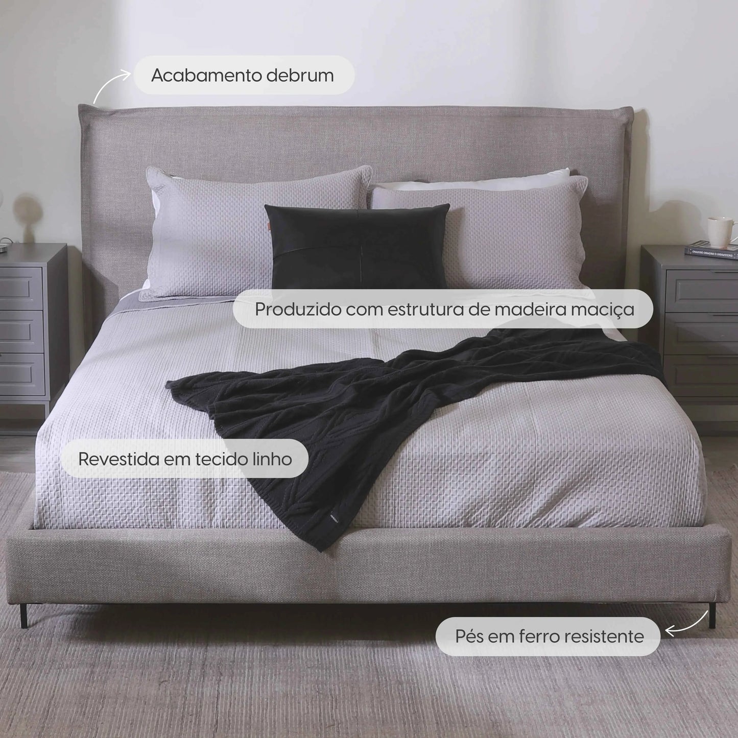 Cama Estofada Queen com Cabeceira Eos