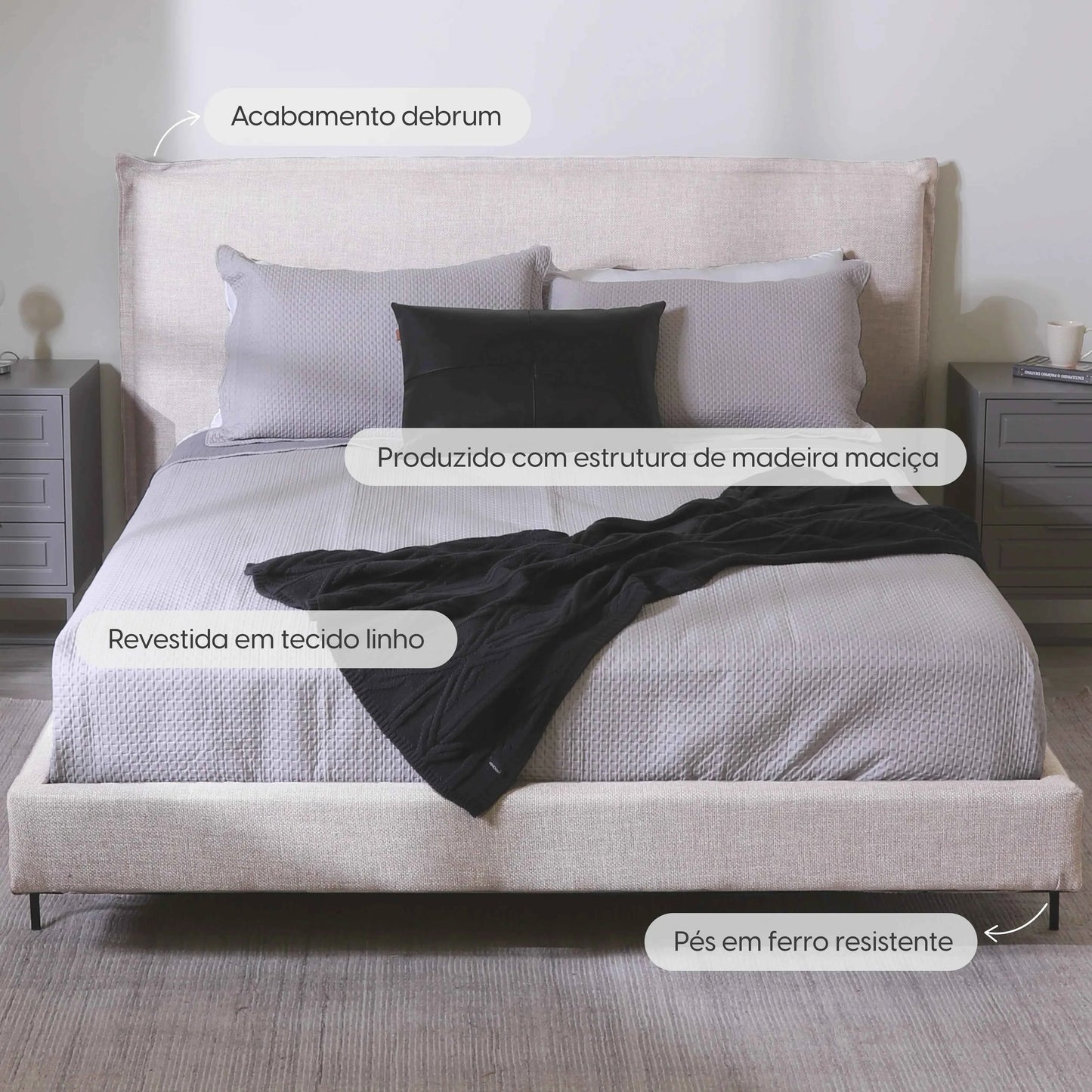 Cama Estofada Queen com Cabeceira Eos