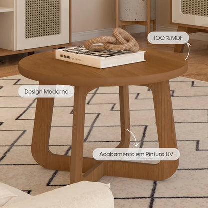 Mesa de Centro Redonda para Sala Esfera 59 cm - Mel