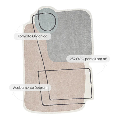 Tapete Orgânico Egípcio para Sala e Quarto Elyon 240 x 300 cm - Rosa c/ Cinza