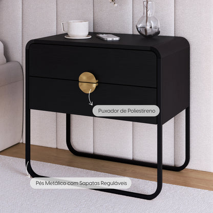 Mesa de Cabeceira com 2 Gavetas Dunna 60 cm