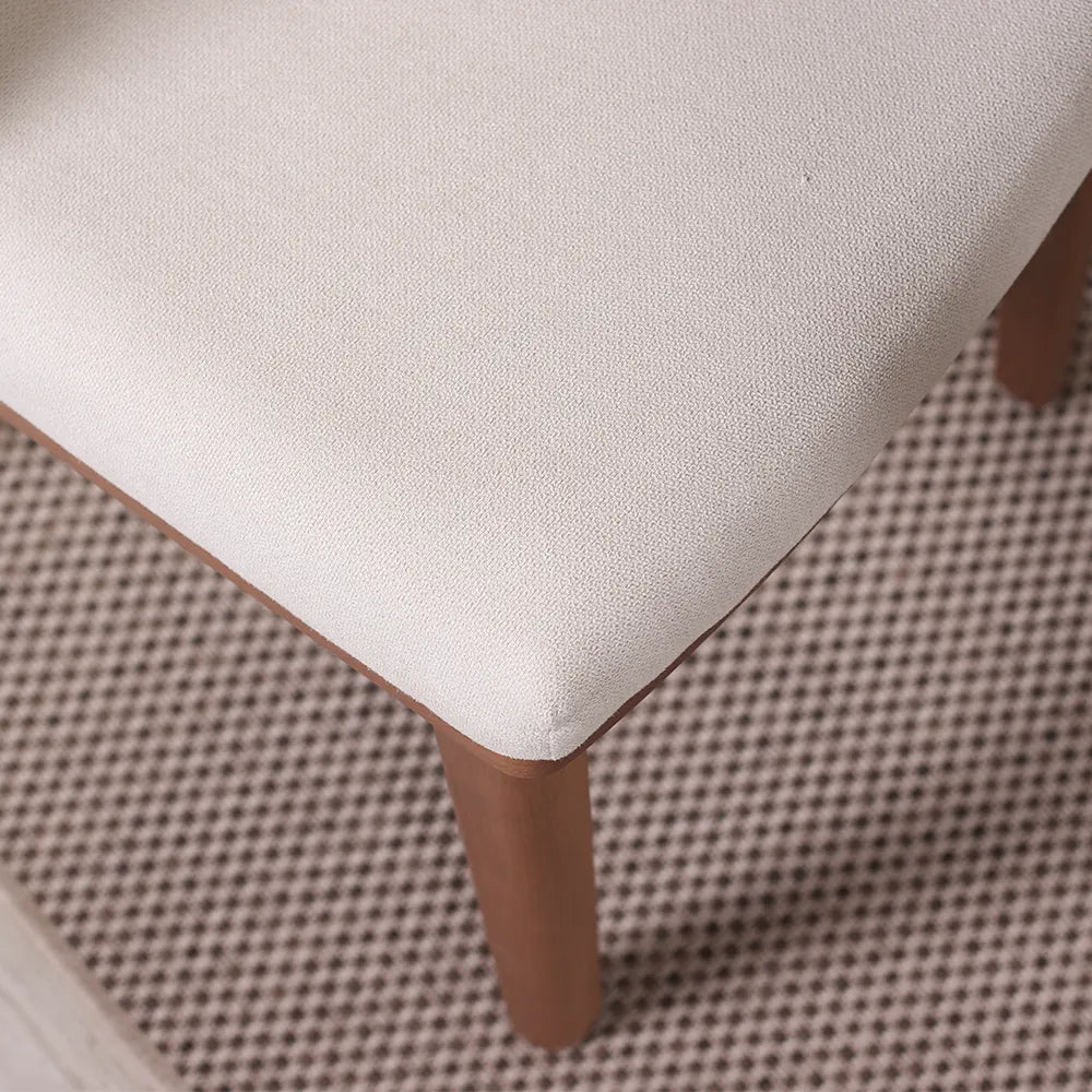 Conjunto de Jantar Mesa Retangular com Vidro Donatella 4 Cadeiras Kalina - Natural c/ Off White