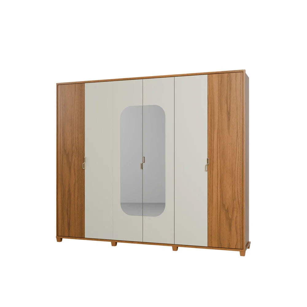 Guarda-Roupa Casal com Espelho 6 Portas 6 Gavetas 100% MDF Dayton 275 cm