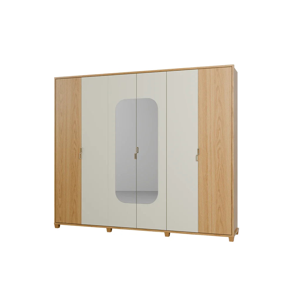 Guarda-Roupa Casal com Espelho 6 Portas 6 Gavetas 100% MDF Dayton 275 cm