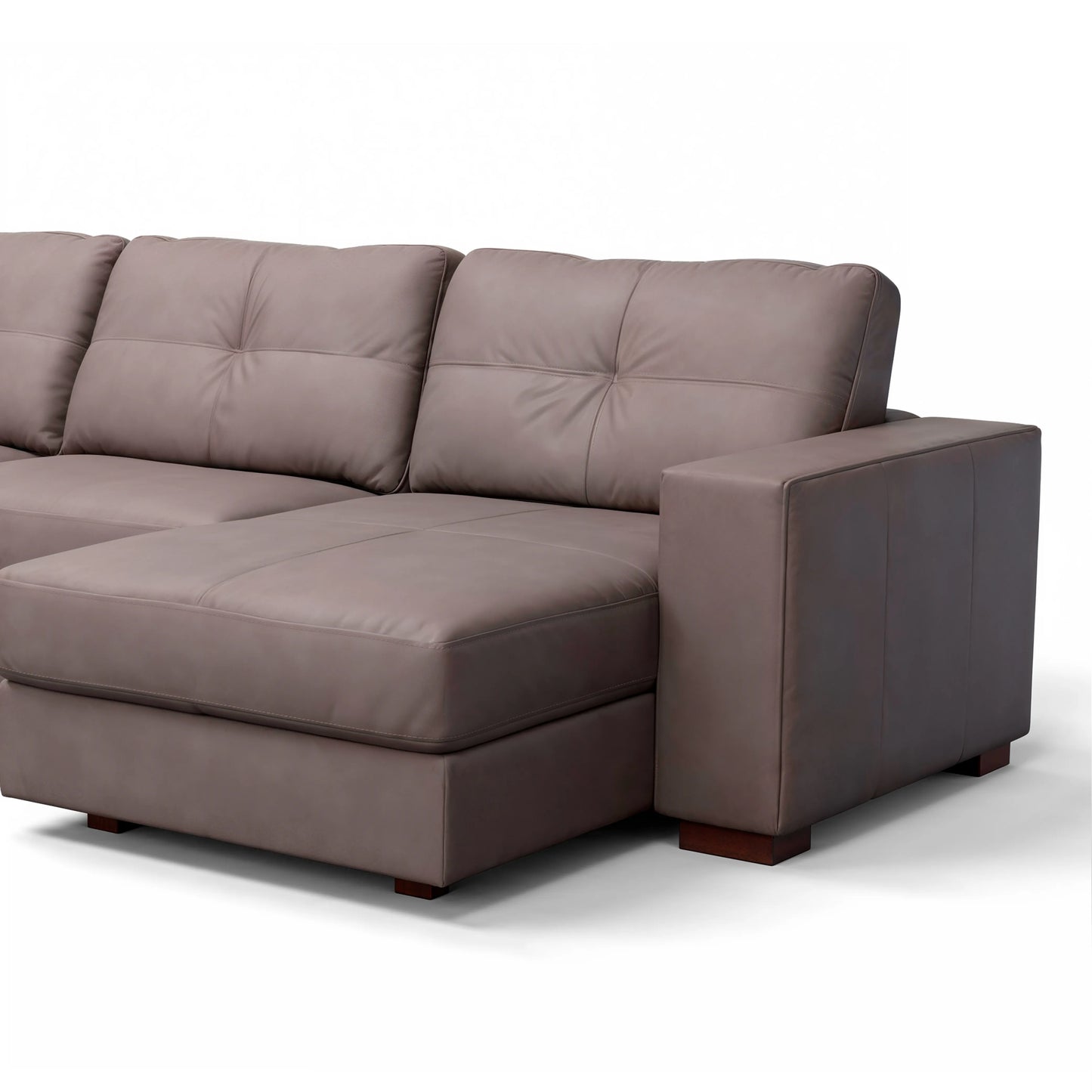 Sofá 5 Lugares com Chaise Lado Direito Avalon 296 cm - Couro Natural Chumbo