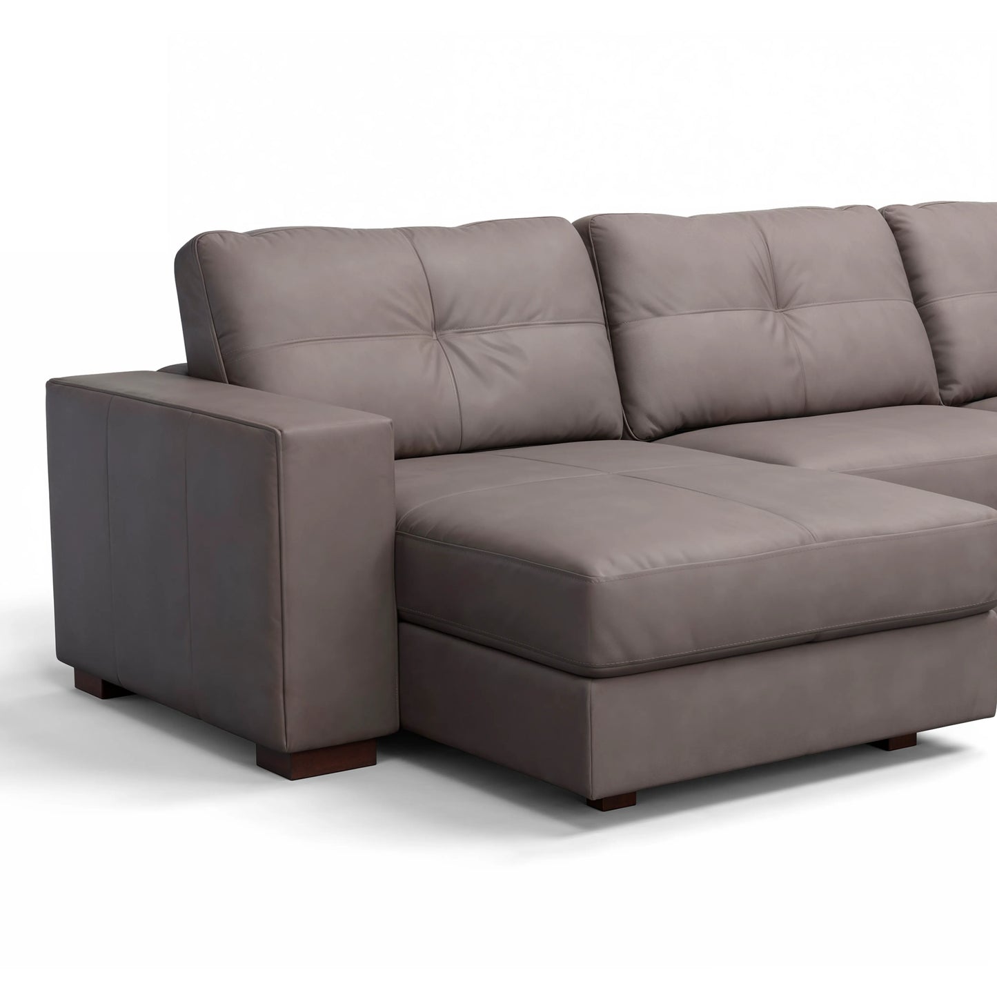 Sofá 5 Lugares com Chaise Lado Esquerdo Avalon 296 cm - Couro Natural Chumbo