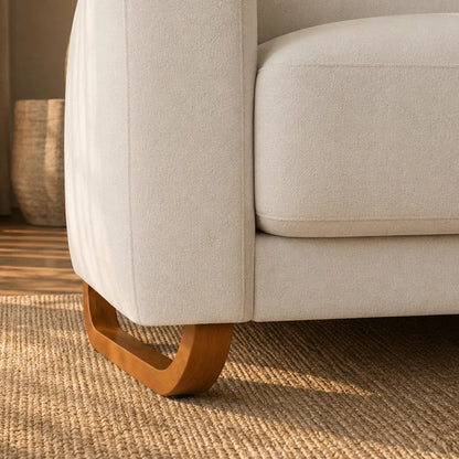 Sofá 4 Lugares Capri 230 cm - Linho Texturizado Bege c/ Natural