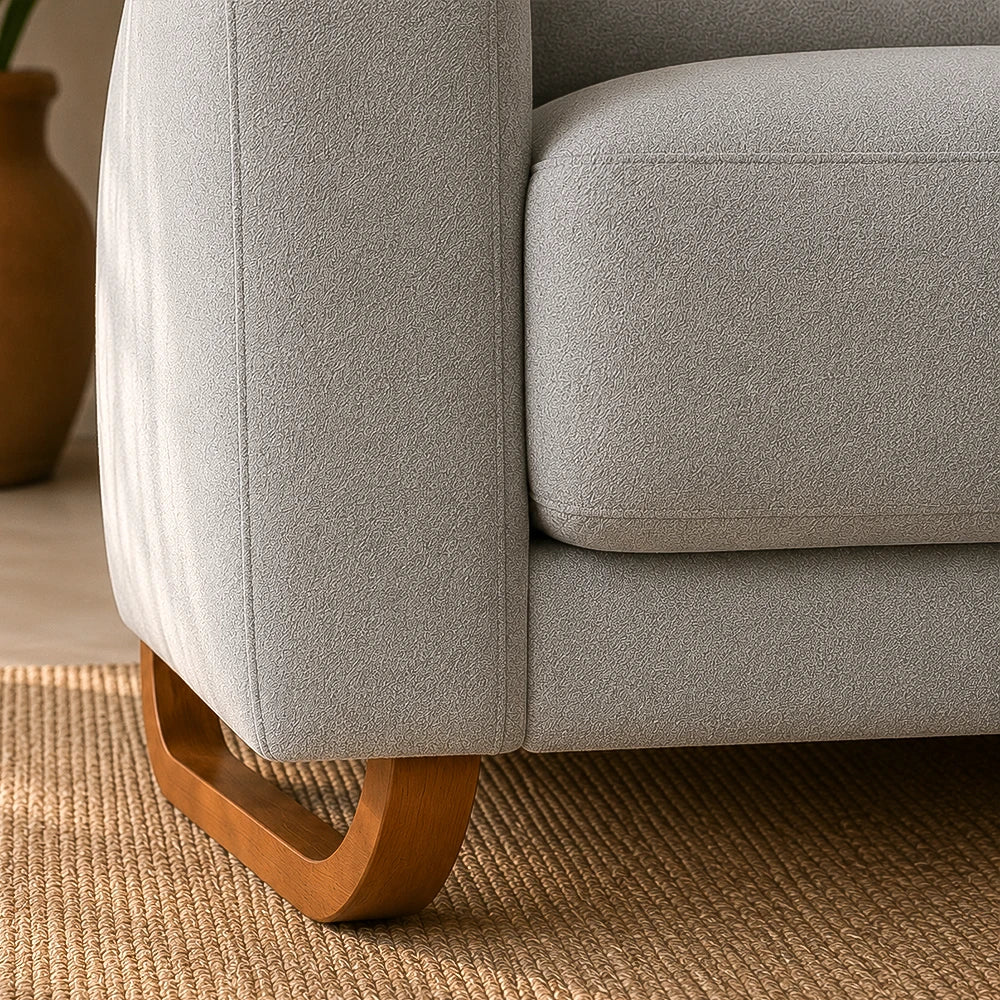 Sofá 4 Lugares Capri 230cm - Linho Texturizado Cinza c/ Natural