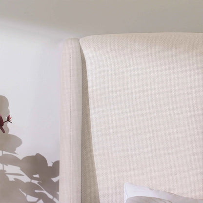 Cama Estofada Queen com Cabeceira Ayla - Linho Texturizado Off White