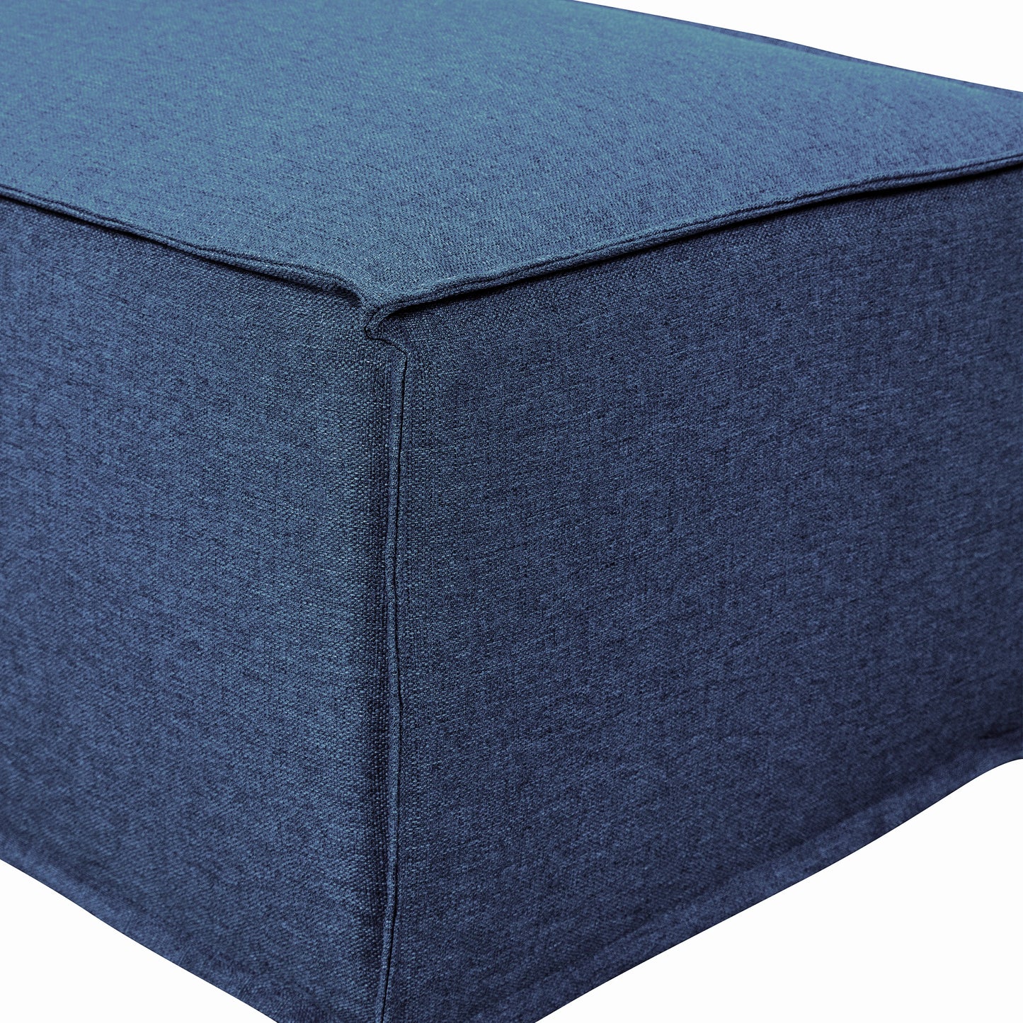 Puff Modular Estofado Freddo 80 cm - Linho Texturizado Azul