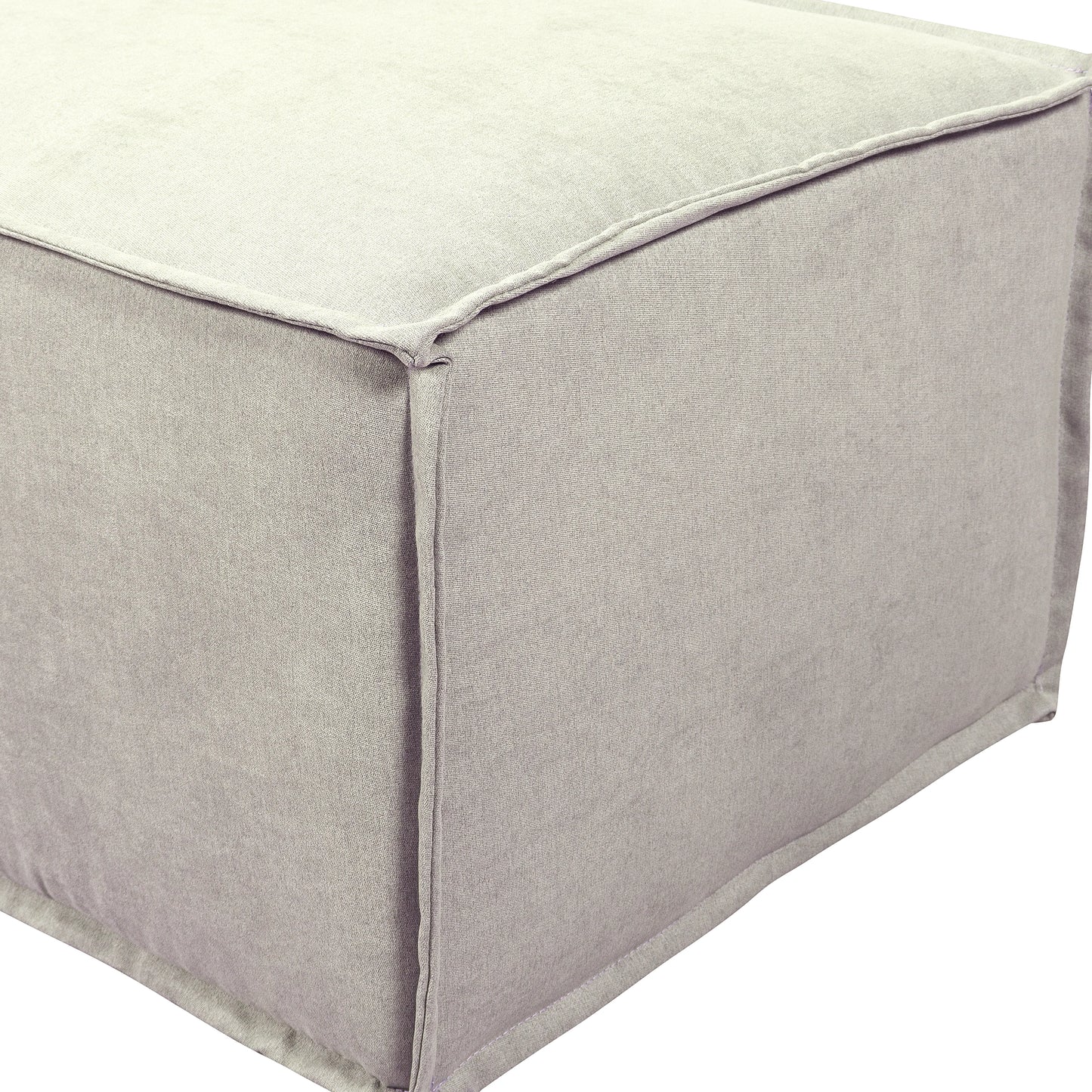 Puff Modular Estofado Freddo 80 cm - Linho Texturizado Bege