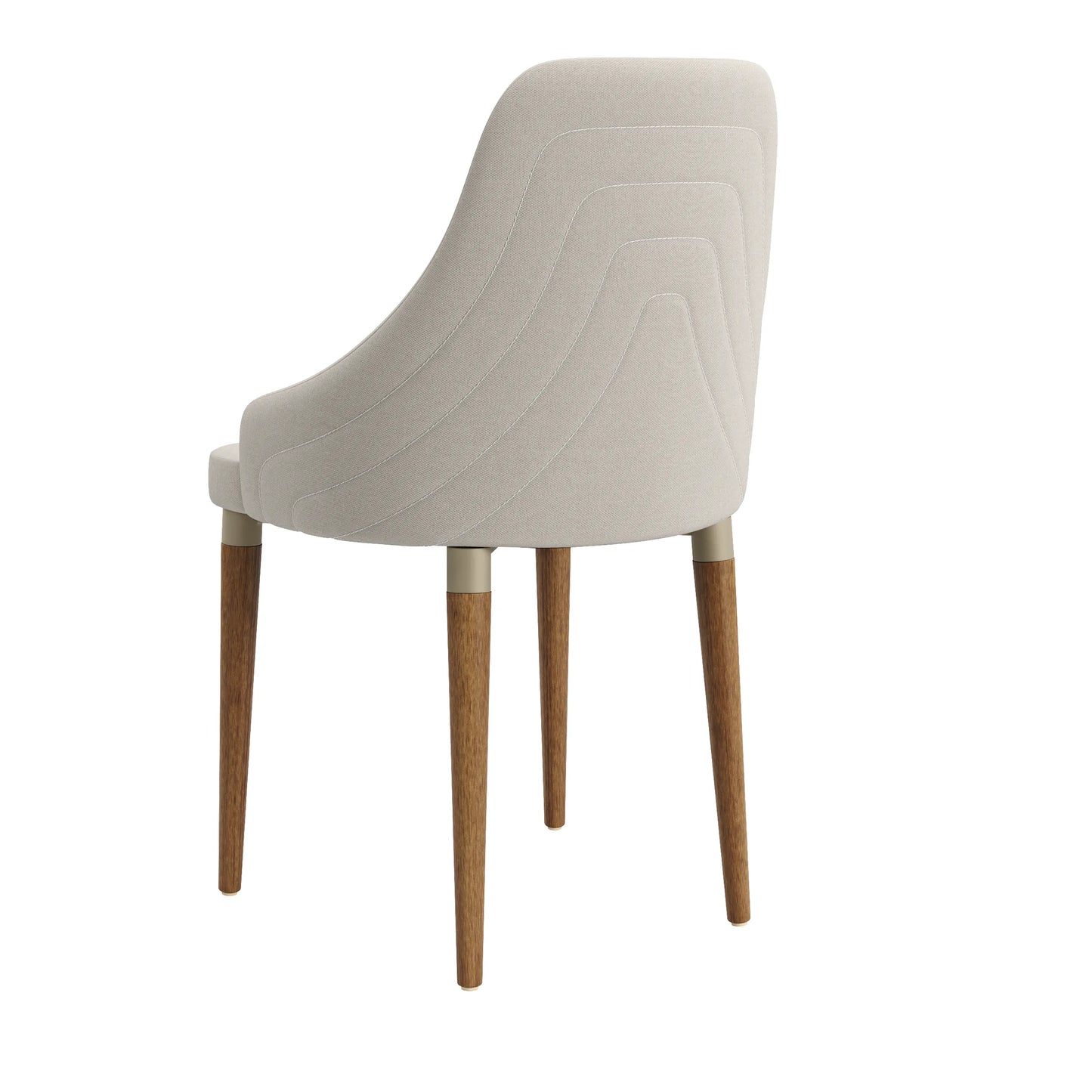 Conjunto de 2 Cadeiras de Madeira Maciça Estofada Evelyn - Natural c/ Linho Off White - Champanhe