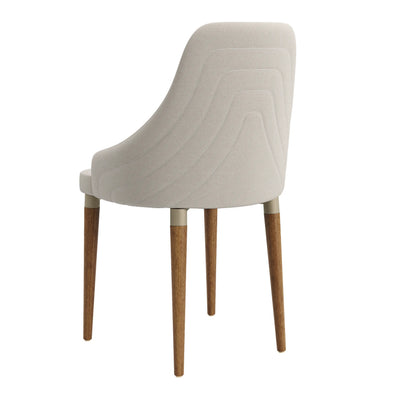 Conjunto de 2 Cadeiras de Madeira Maciça Estofada Evelyn - Natural c/ Linho Off White - Champanhe