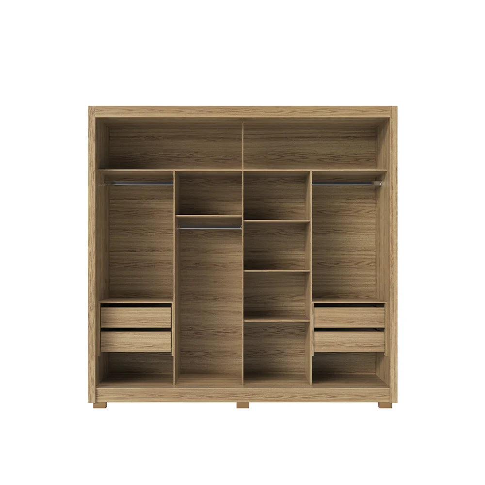 Guarda-Roupa Casal com Espelho 2 Portas de Correr 6 Gavetas Soho 240 cm
