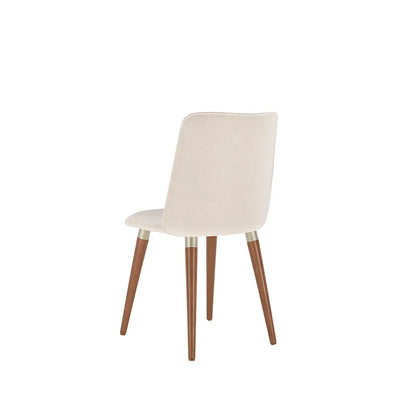 Conjunto de 2 Cadeiras de Madeira Maciça Estofada Dakota - Natural c/ Linho Off White - Champanhe