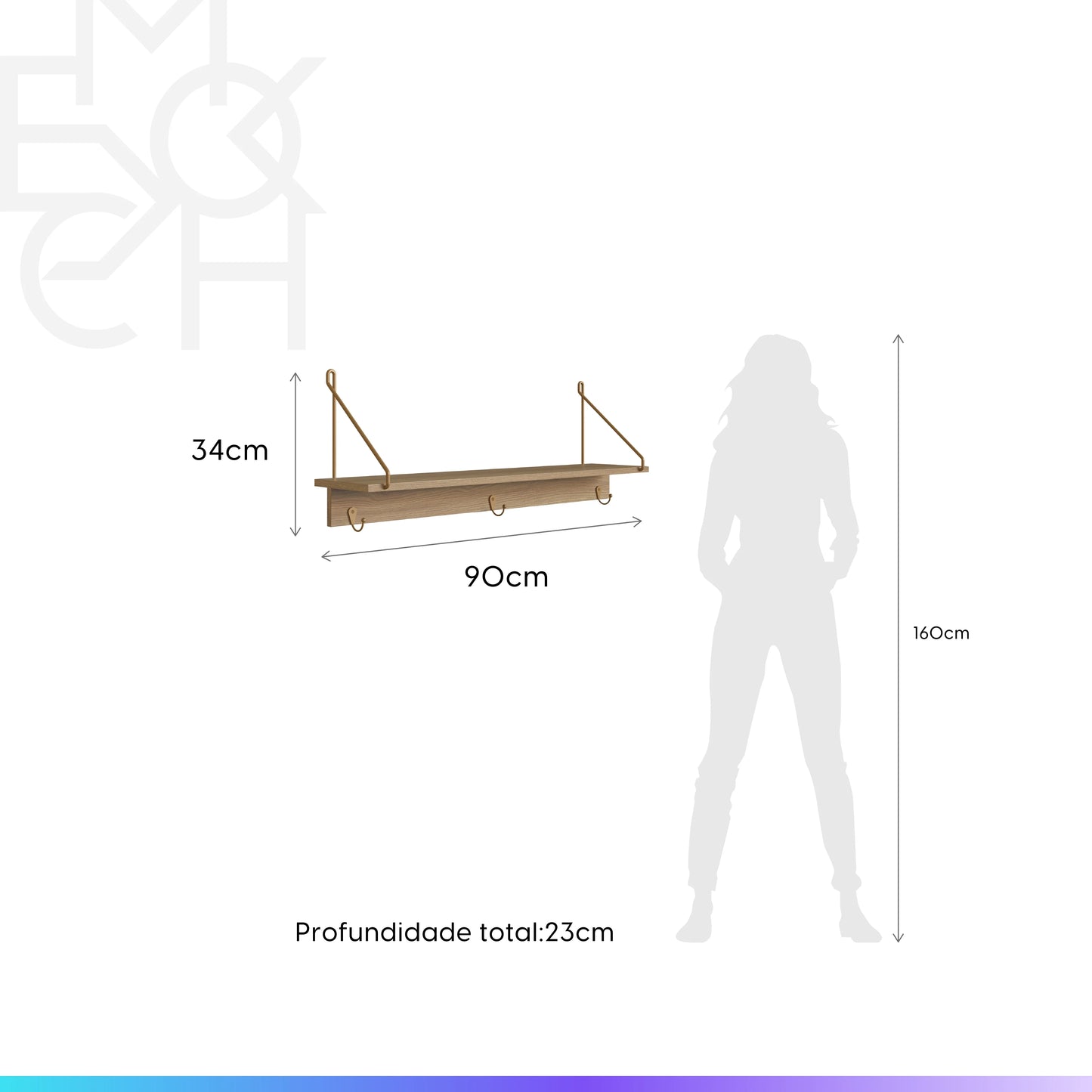 Conjunto Sapateira 1 Porta com Prateleira 3 Guanchos Dunna - Mel c/ Dourado