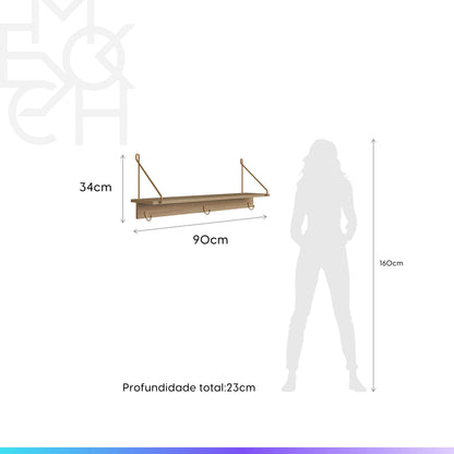 Conjunto Sapateira 1 Porta com Prateleira 3 Guanchos Dunna - Mel c/ Dourado