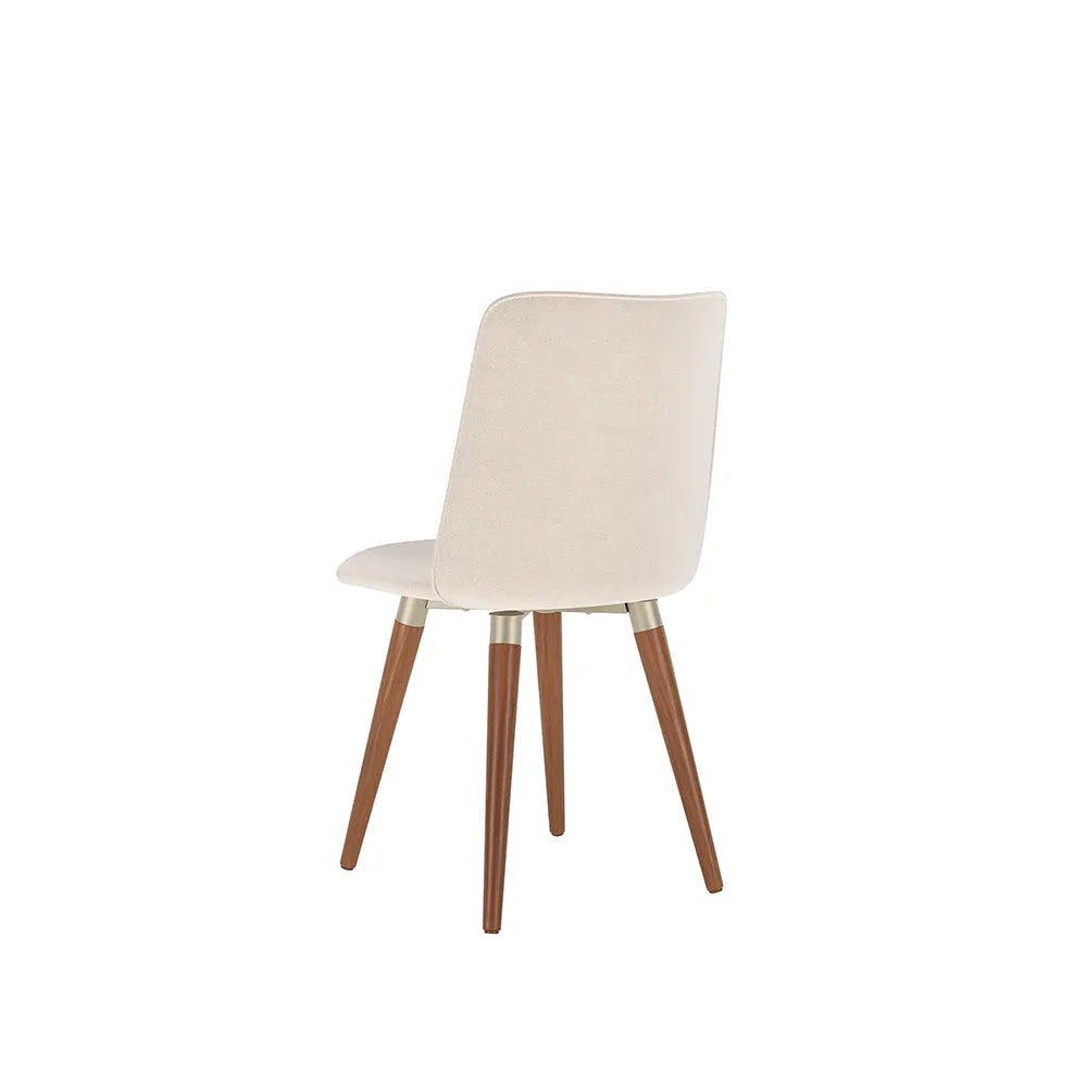 Conjunto de 2 Cadeiras Giratória de Madeira Maciça Estofada Dakota - Natural c/ Linho Off White - Champanhe