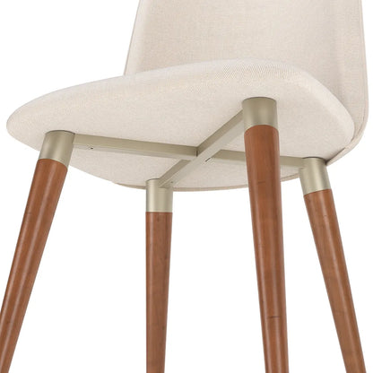 Conjunto de 2 Cadeiras de Madeira Maciça Estofada Dakota - Natural c/ Linho Off White - Champanhe
