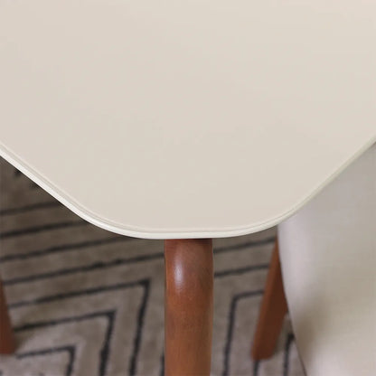 Conjunto de Jantar Mesa Retangular com Vidro Donatella 4 Cadeiras Kalina - Natural c/ Off White