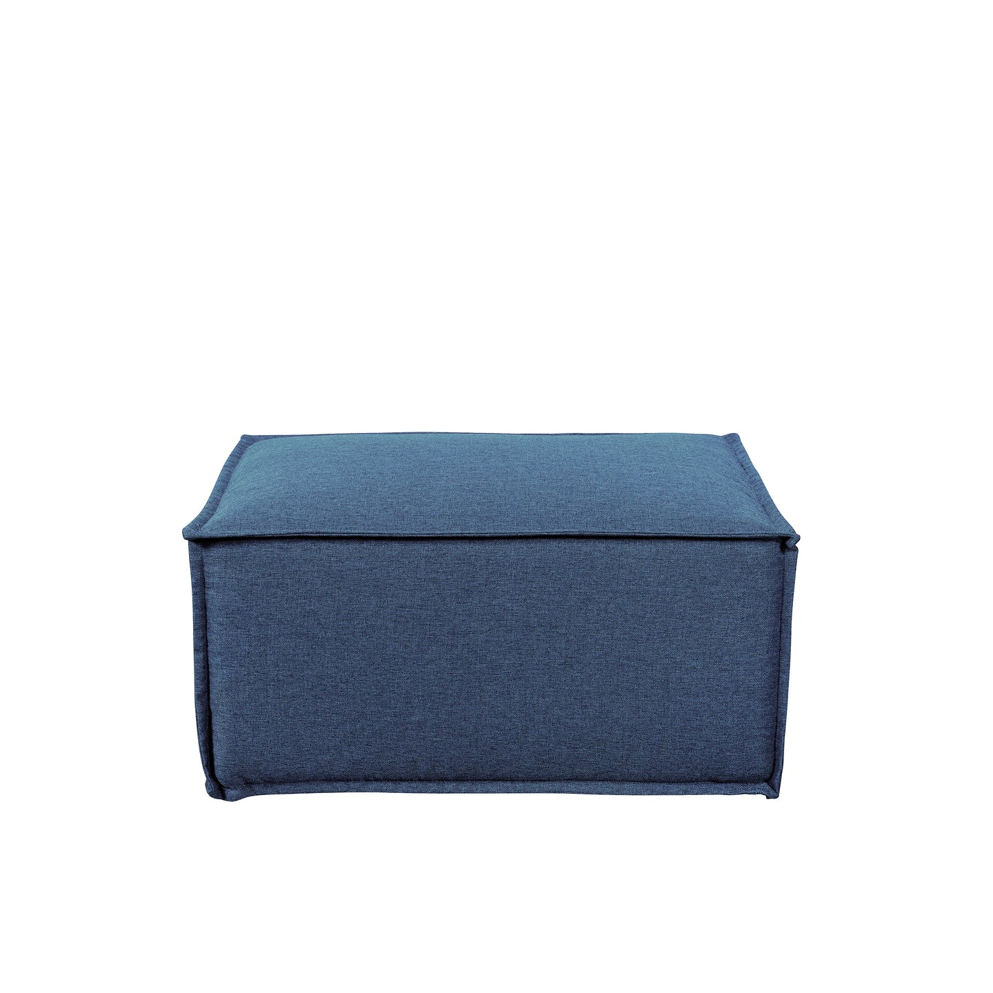 Puff Modular Estofado Freddo 80 cm - Linho Texturizado Azul