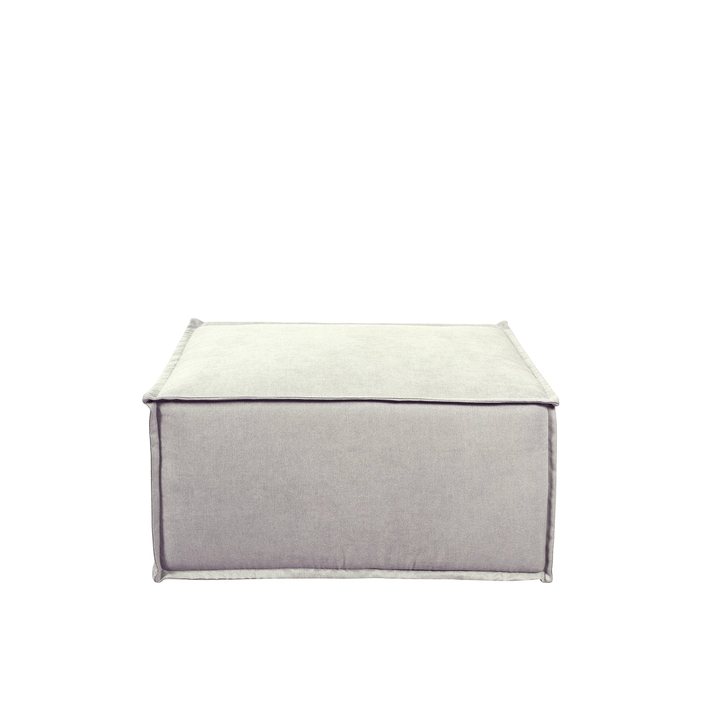 Puff Modular Estofado Freddo 80 cm - Linho Texturizado Bege