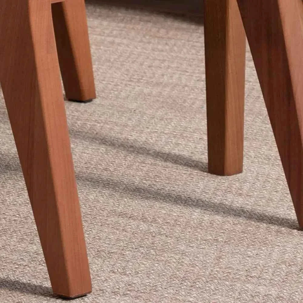 Conjunto de 2 Cadeiras de Madeira Maciça Estofada Ella - Natural c/ Linho Mescla Cinza