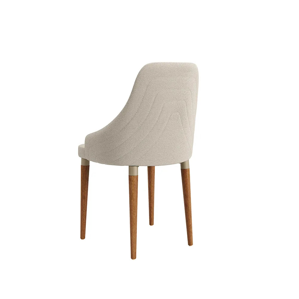 Conjunto de 2 Cadeiras de Madeira Maciça Estofada Evelyn - Natural c/ Soft Palha - Champanhe