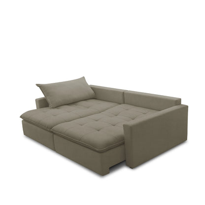 Sofá Cama Retrátil e Reclinável 3 Lugares Trentino 208 cm - Linho Moka