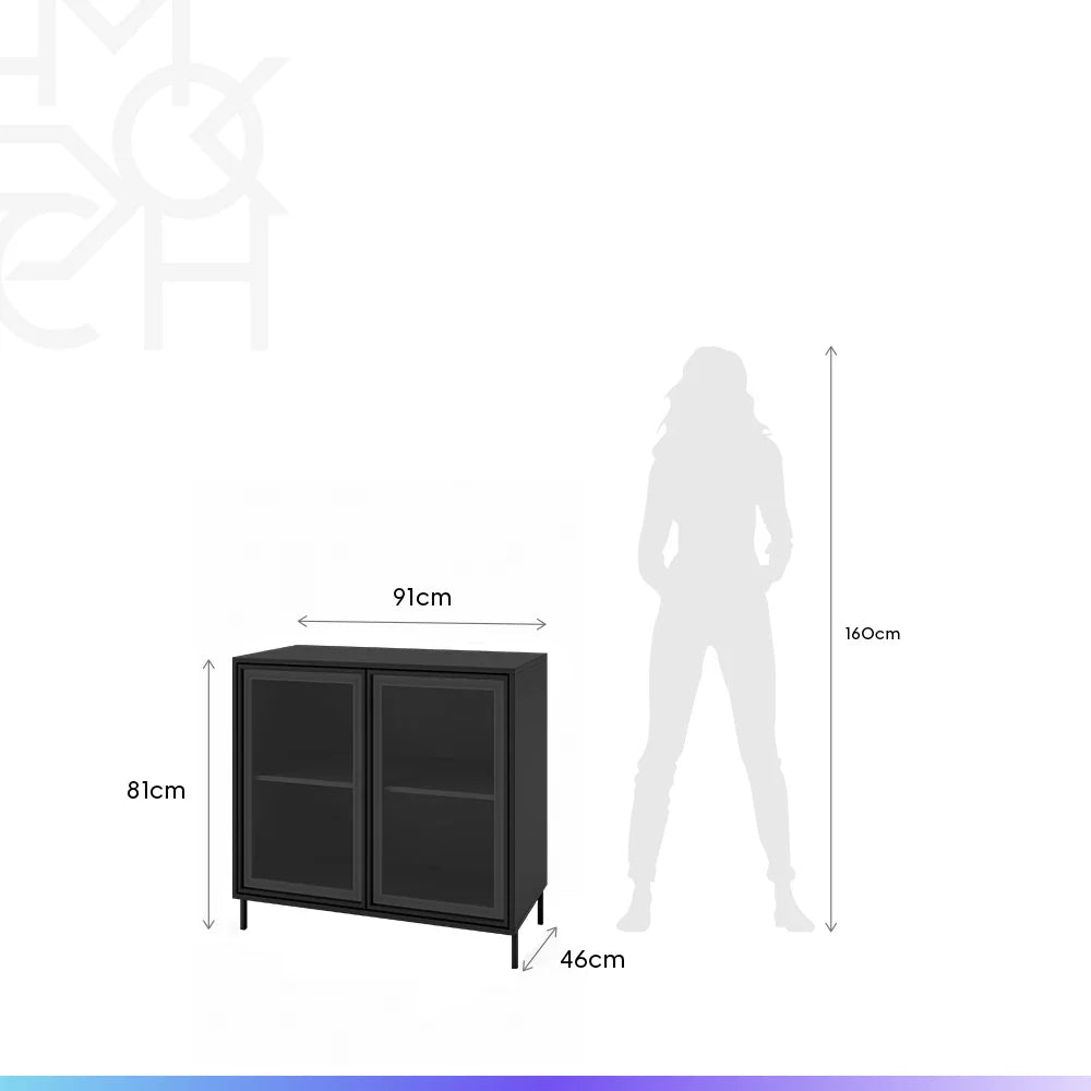 Buffet 2 Portas com Vidro Vitria 91 cm