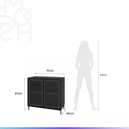 Buffet 2 Portas com Vidro Vitria 91 cm