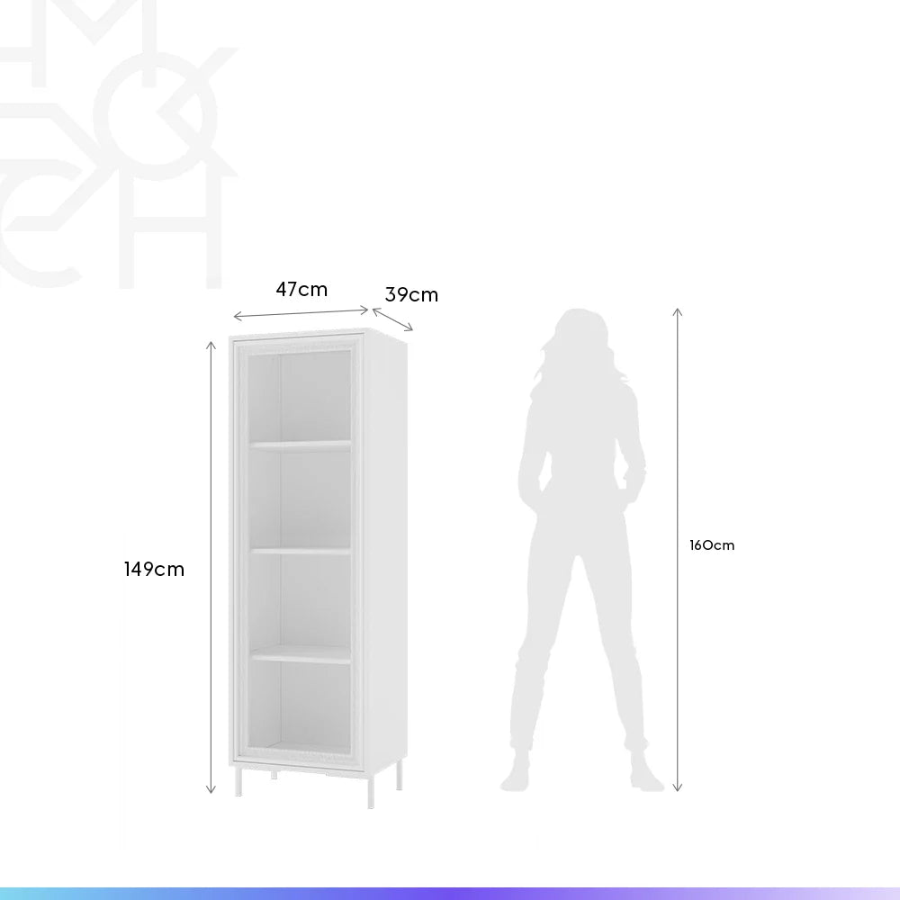 Cristaleira 1 Porta com Vidro Vitria 47 cm - Branco
