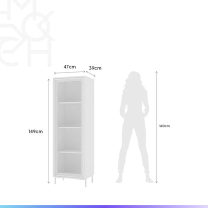 Cristaleira 1 Porta com Vidro Vitria 47 cm - Branco