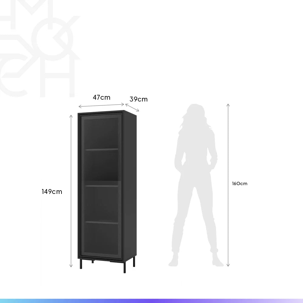 Cristaleira 1 Porta com Vidro Vitria 47 cm