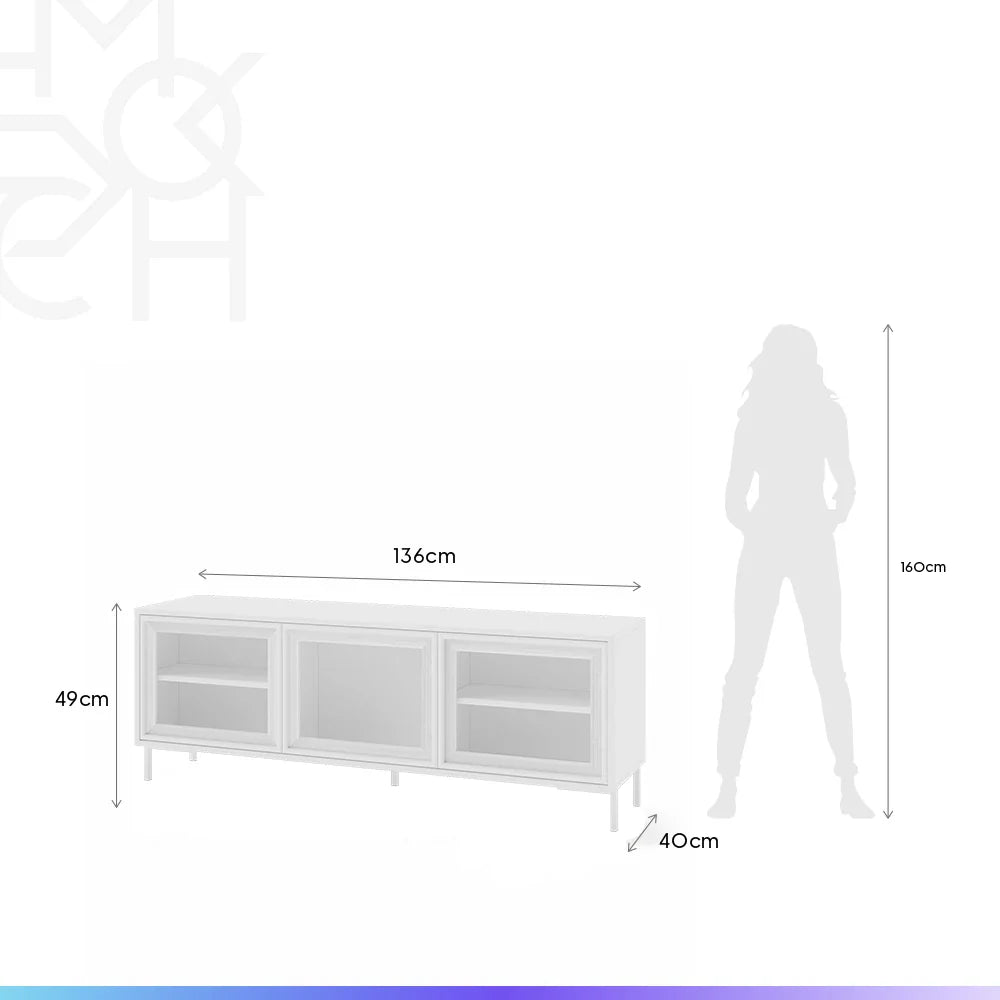 Rack para TV Até 55" 3 Portas com Vidro Vitria 135 cm