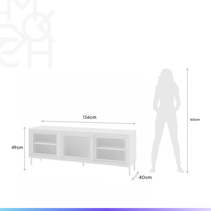Rack para TV Até 55" 3 Portas com Vidro Vitria 135 cm