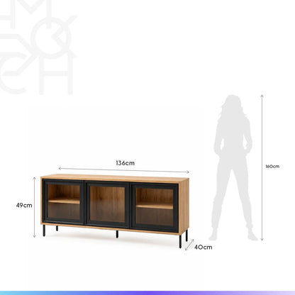 Rack para TV Até 55" 3 Portas com Vidro Vitria 135 cm