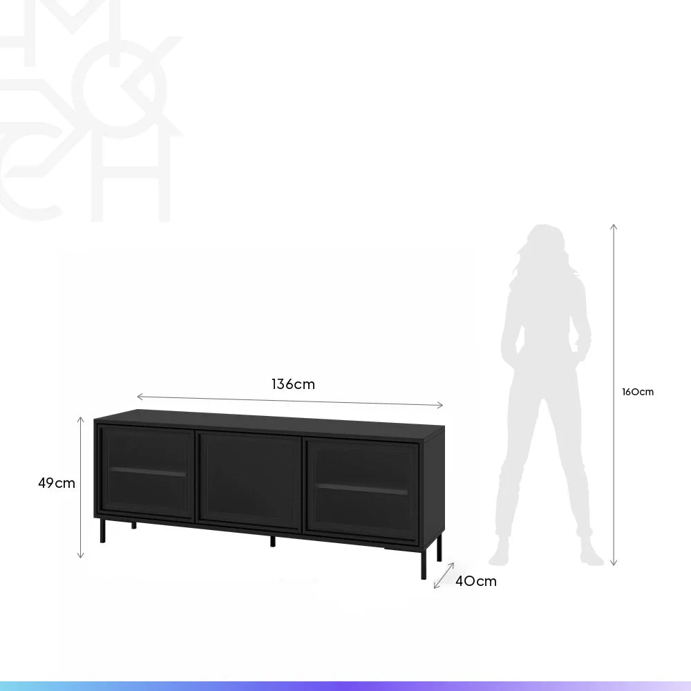 Rack para TV Até 55" 3 Portas com Vidro Vitria 135 cm