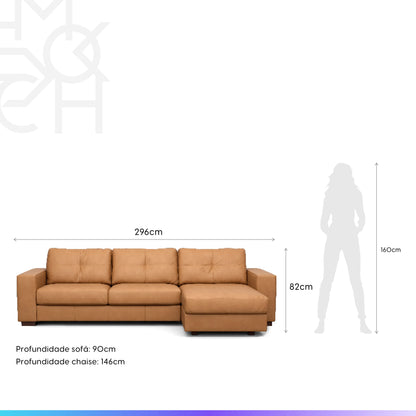 Sofá 5 Lugares com Chaise Lado Direito Avalon 296 cm