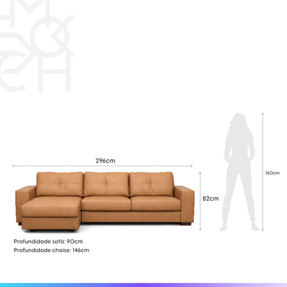 Sofá 5 Lugares com Chaise Lado Esquerdo Avalon 296 cm