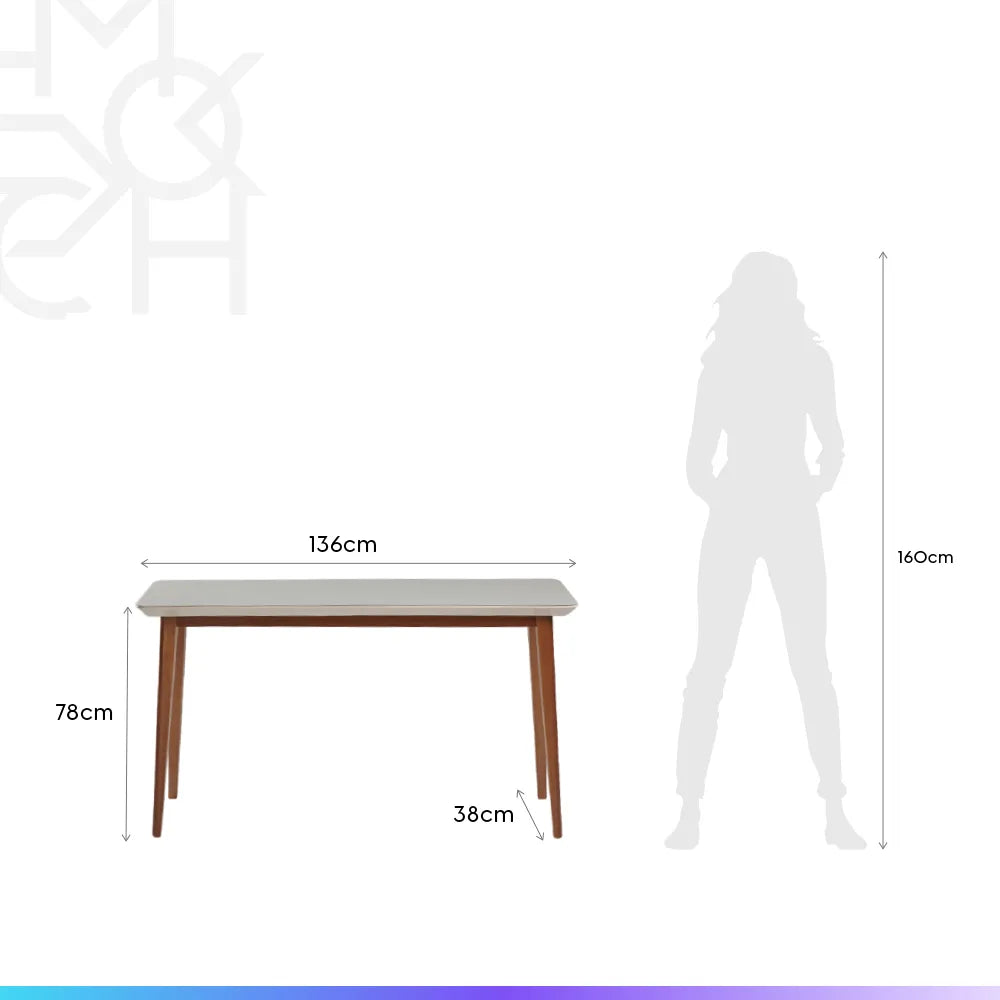 Aparador c/ Vidro Valência 136 cm - Natural c/ Branco