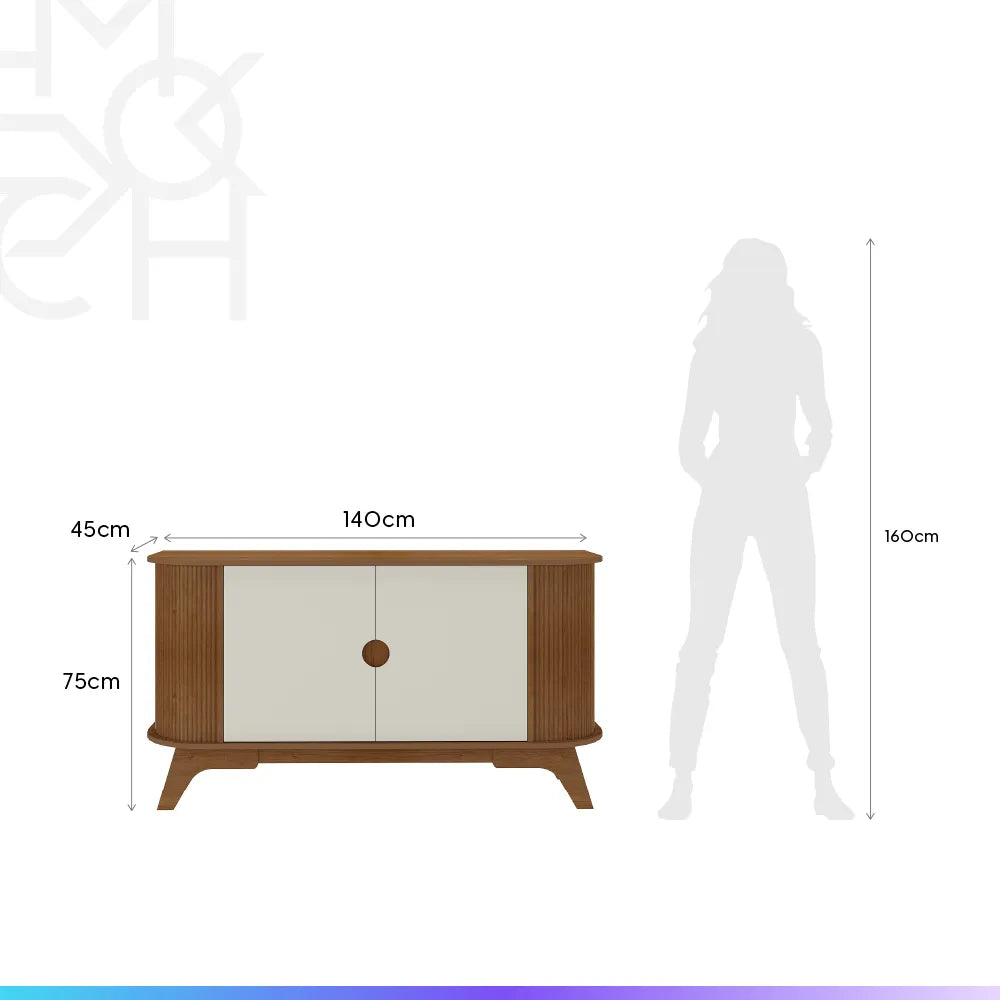 Buffet 2 Portas Tivoli 140 cm - Mel c/ Off White