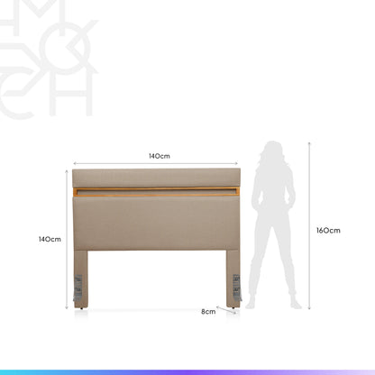 Cabeceira Casal Estofada Mira 140 cm - Mel c/ Linho Bege