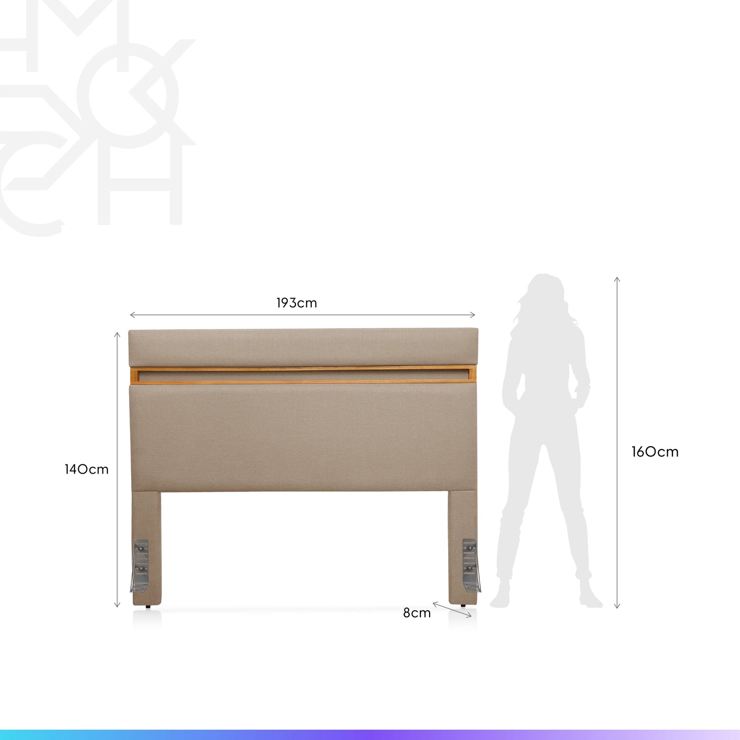 Cabeceira King Estofada Mira 193 cm - Mel c/ Linho Bege