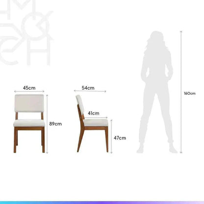 Conjunto de Jantar Mesa Organica Kalyx 4 Cadeiras Ella - Canella c/ Linho Off White