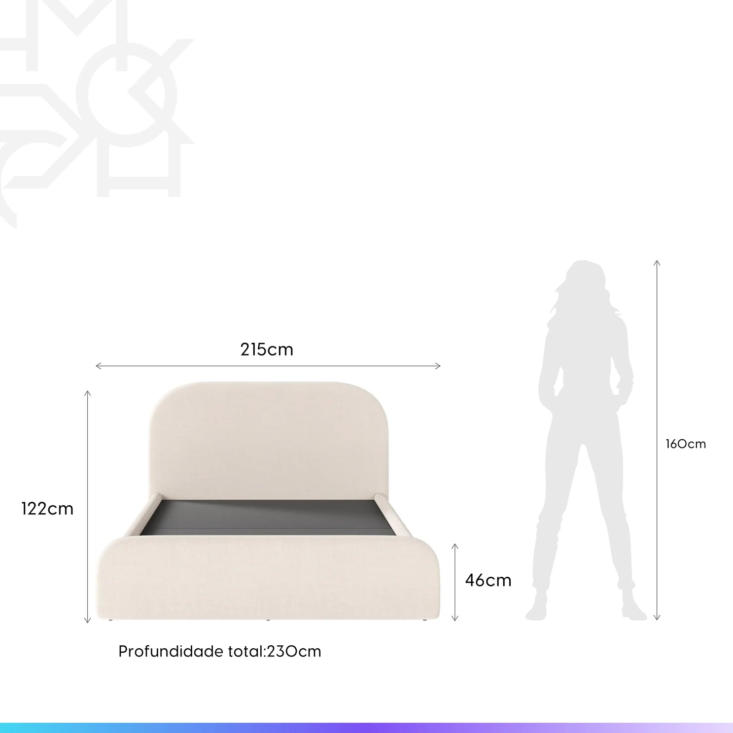 Cama Estofada King com Cabeceira Aurora - Linho Texturizado Off White